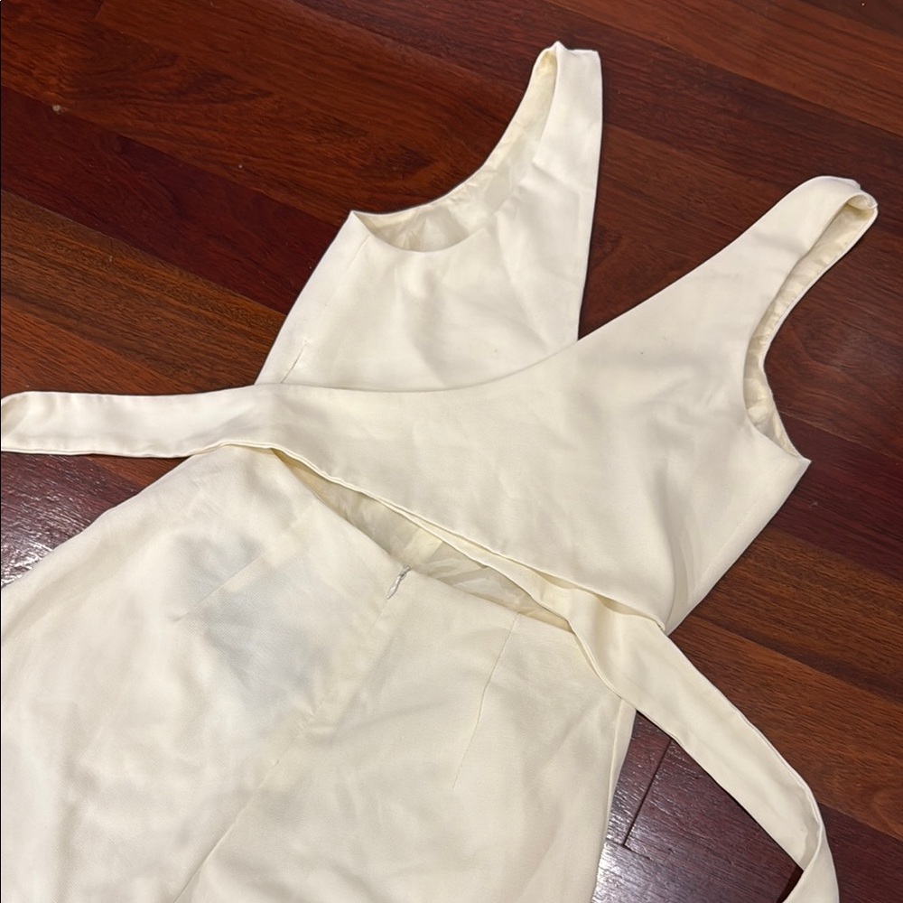 Shinestar Cream Jumpsuit w/Criss Cross Back - Picture 4 of 8